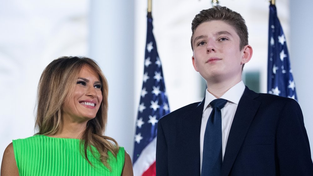 Melania Trump smiling at son Barron Trump