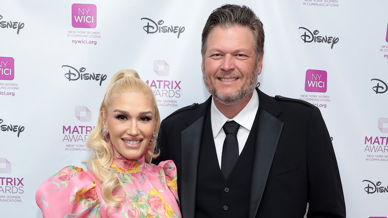 Gwen Stefani and Blake Shelton smiling