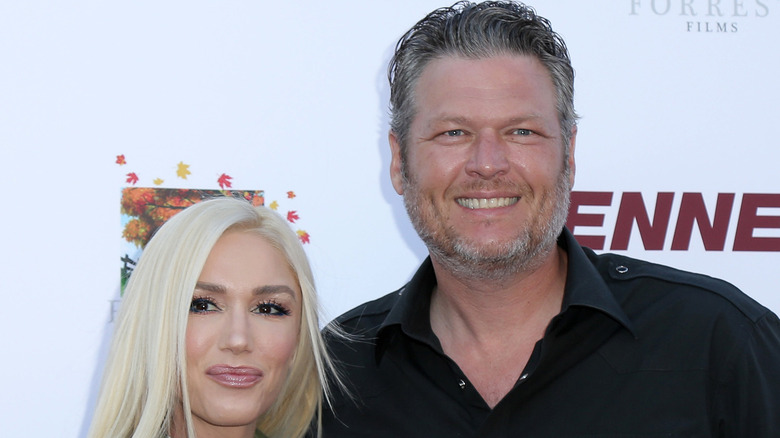 Gwen Stefani and Blake Shelton smiling