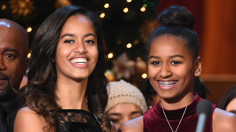 Malia and Sasha Obama smiling