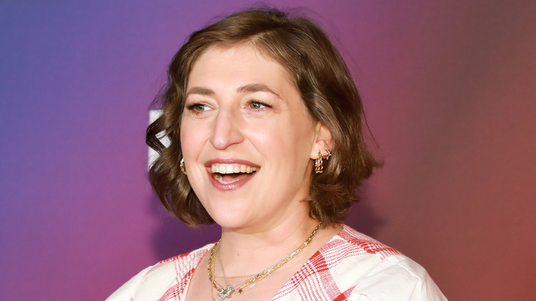 Mayim Bialik beaming