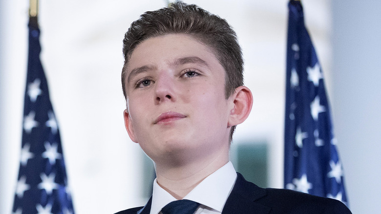 Barron Trump looking solemn 