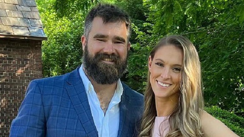 Jason Kelce and Kylie  McDevitt all smiles