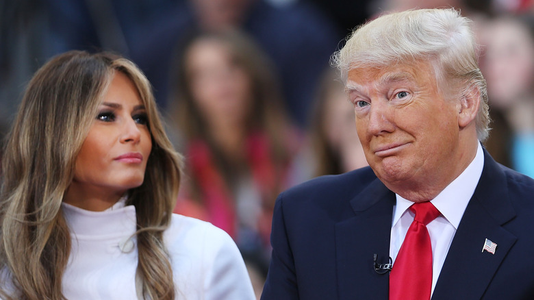 Melania and Donald Trump pulling face